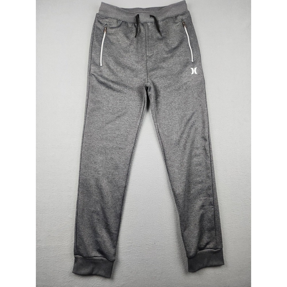 Hurley Pants Youth XL Gray H2O-DRI Sweatpants Joggers Zip Pockets Knit Ankle